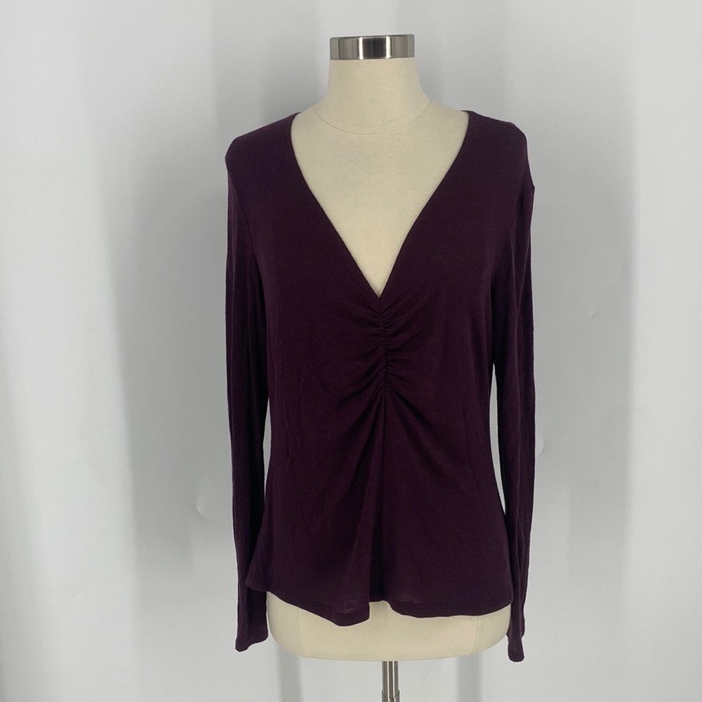 Babaton Rayon Blend Long Sleeve V-Neck Ribbed Top